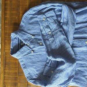 Ralph Lauren Luxury Linen Men's Small Long Sleeve Button Striped
